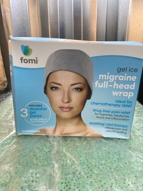 FOMI Migraine Relief Gel Ice Full-Head Wrap Hat – Includes 3 Reusable Gel Packs